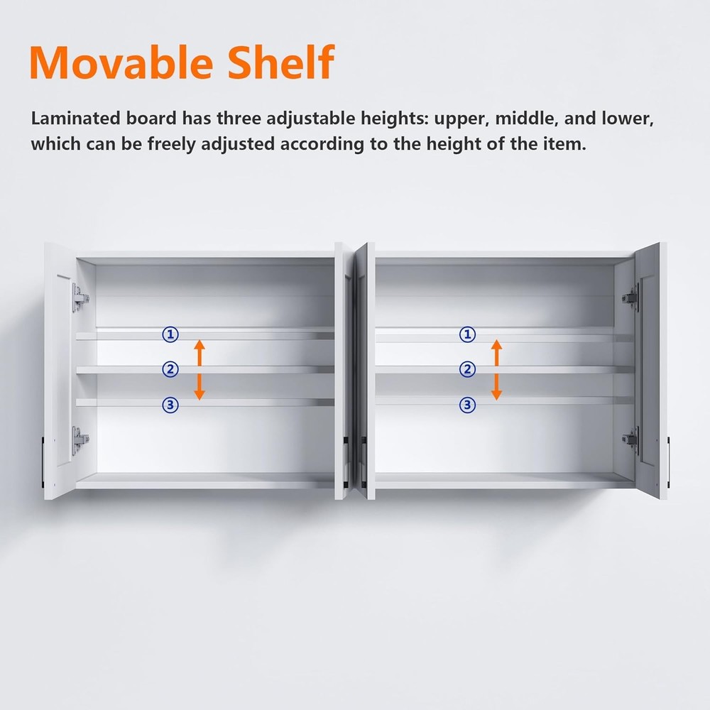 White Laundry Room Cabinets & Storage W/ 4 Doors & Utility Adjustable