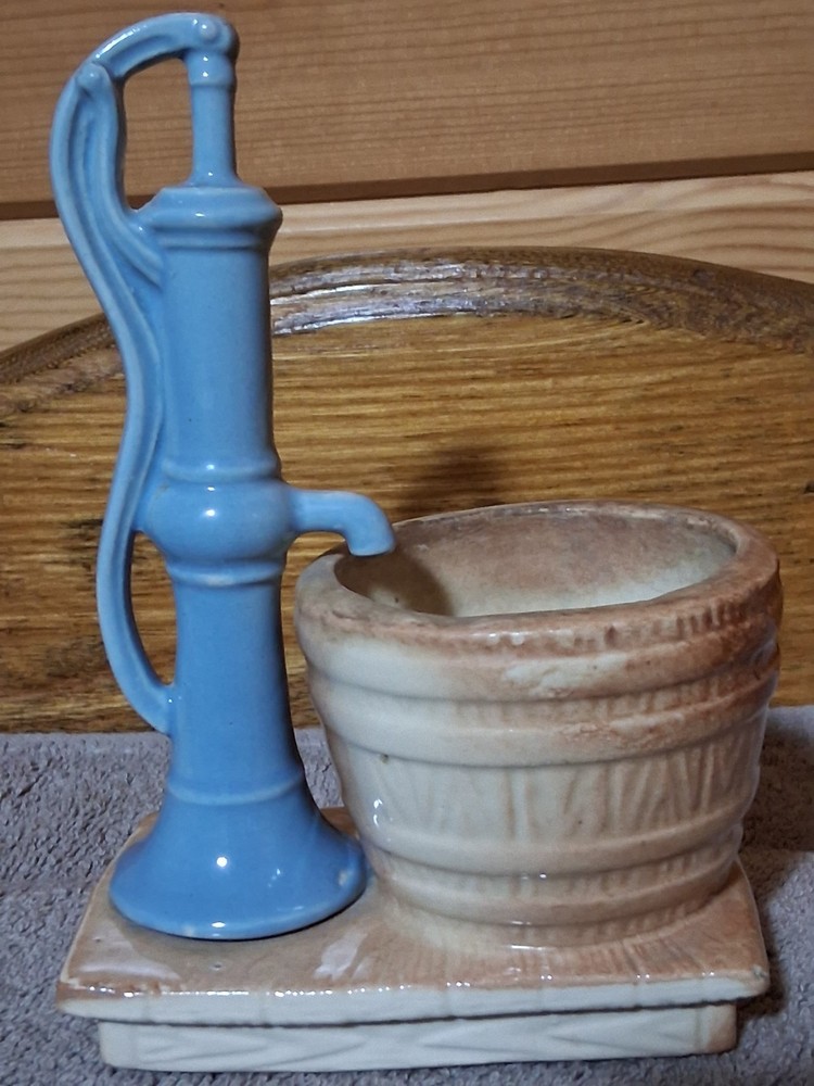Vintage Water Pump and Barrel Planter
