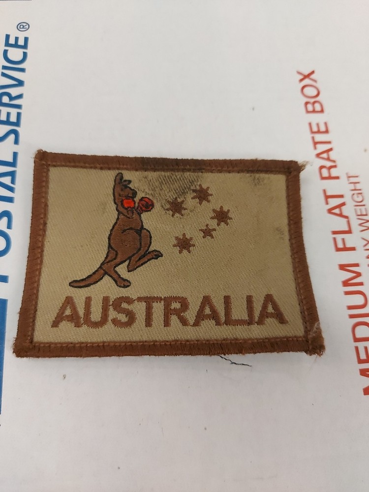 Australia Patch Boxing Kangaroo Rectangular Southern Cross Boxing Roo Brown