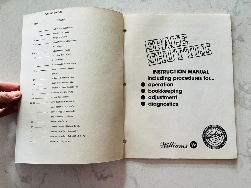 Williams SPACE SHUTTLE Pinball Instruction Manual - 1984 w/ amend sheet