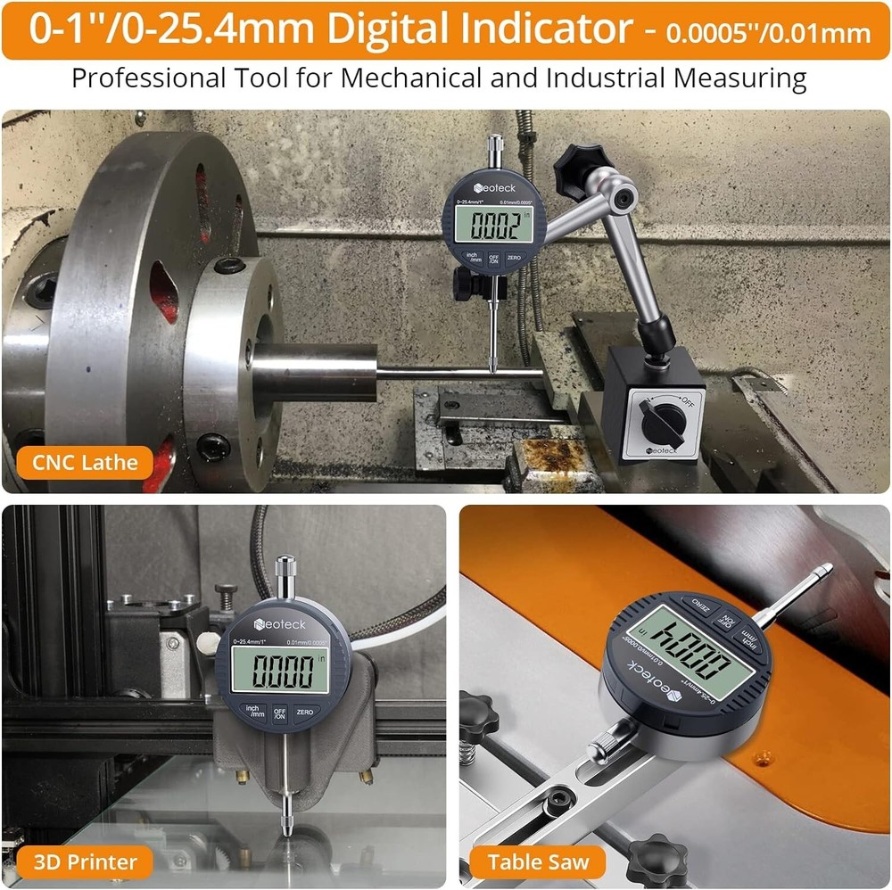 High Precision Accurate Digital Dial Indicator - Versatile - Switchable Ports