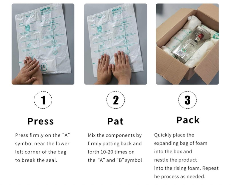 Instant foam bag #10 x4pcs Quick Pack Foam Packaging, V2 better foaming