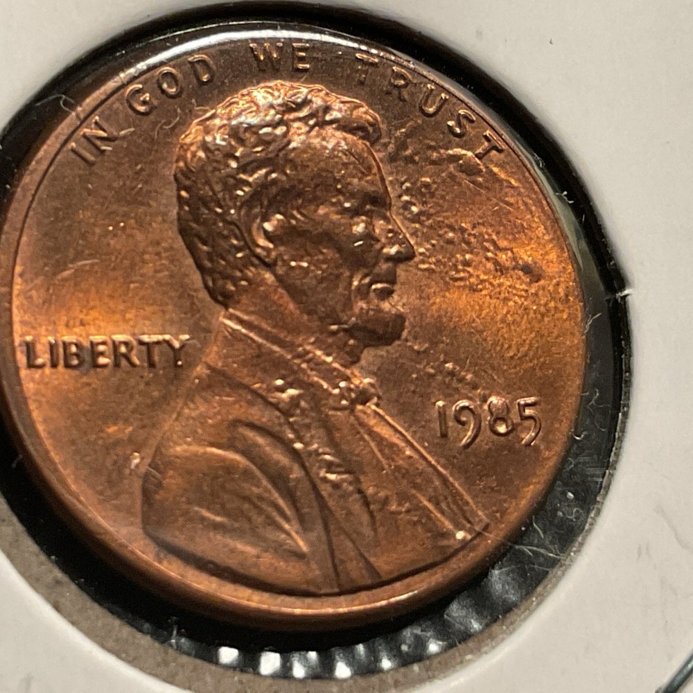 1985 P Lincoln Penny- Error-Extra Copper   Globs -On Left Side-Front & Back.