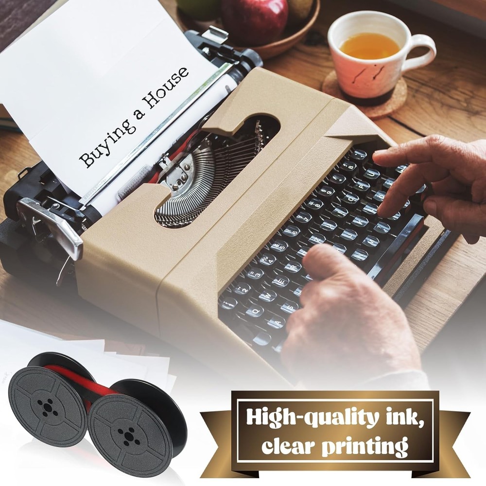 Universal Typewriter Ribbon Twin Spool Replacement Pack - Black Ink (2 Pcs)