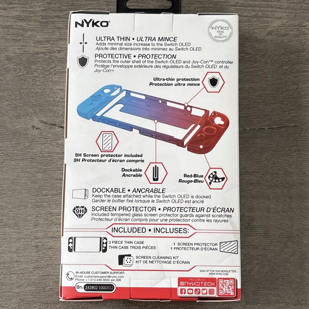 Nyko Thin Case for Nintendo Switch OLED Only Red Blue Nintendo Switch Accessory