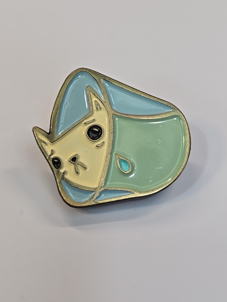 Sad Kitty Cat With Cone Lapel Pin