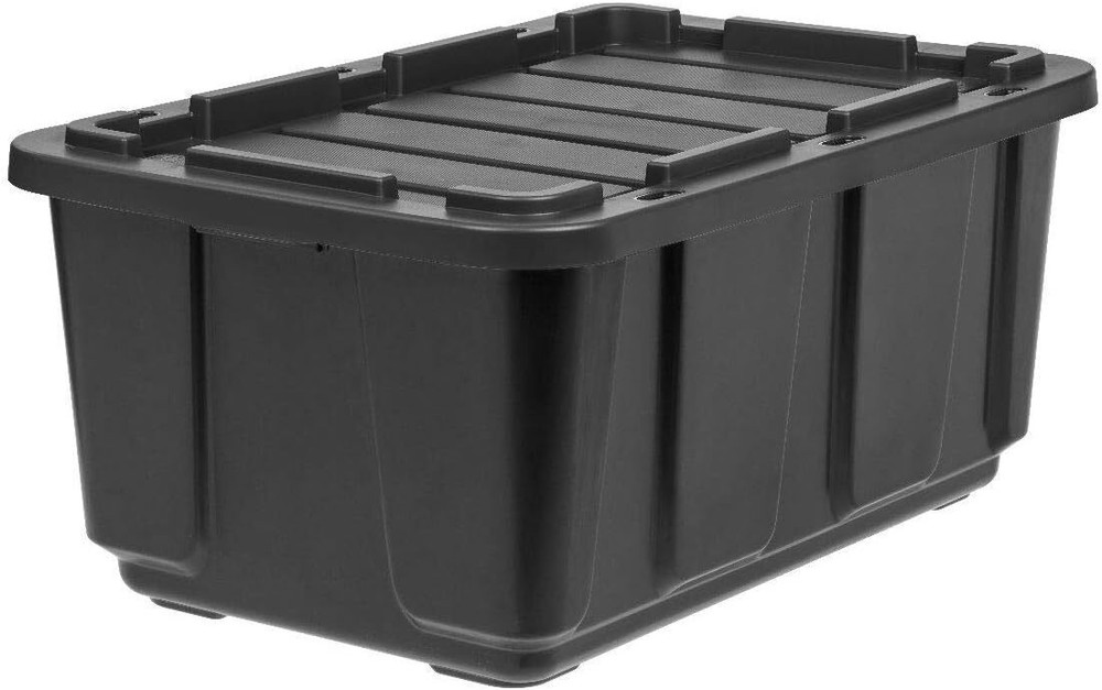 4 Pack Large All-Weather Heavy-Duty Stackable Storage Plastic Bin Tote Container