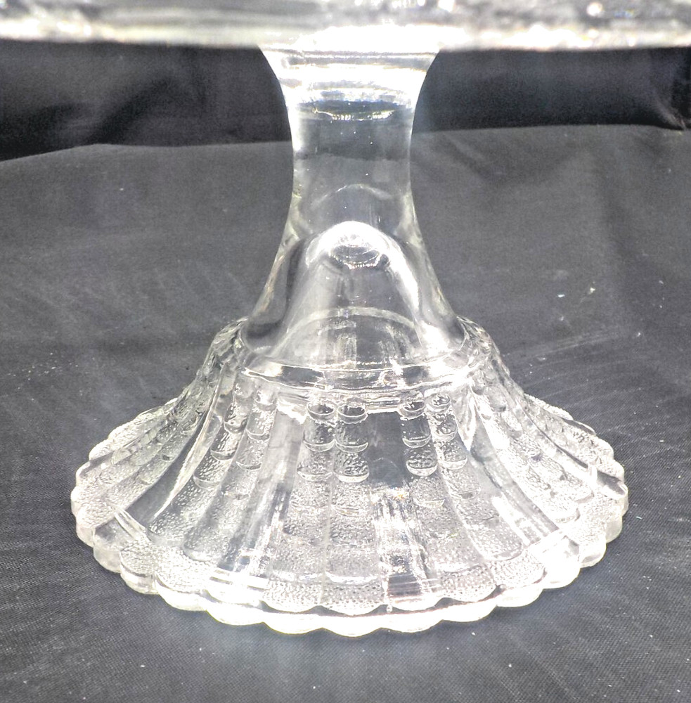 1900'S Antique American Pressed Pattern Glass Footed Cake Plate EAPG