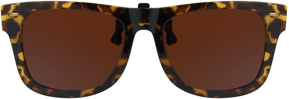 Solar Shield Iconic Clip on Sunglasses Polarized Tortoise Flip Frame Medium NEW
