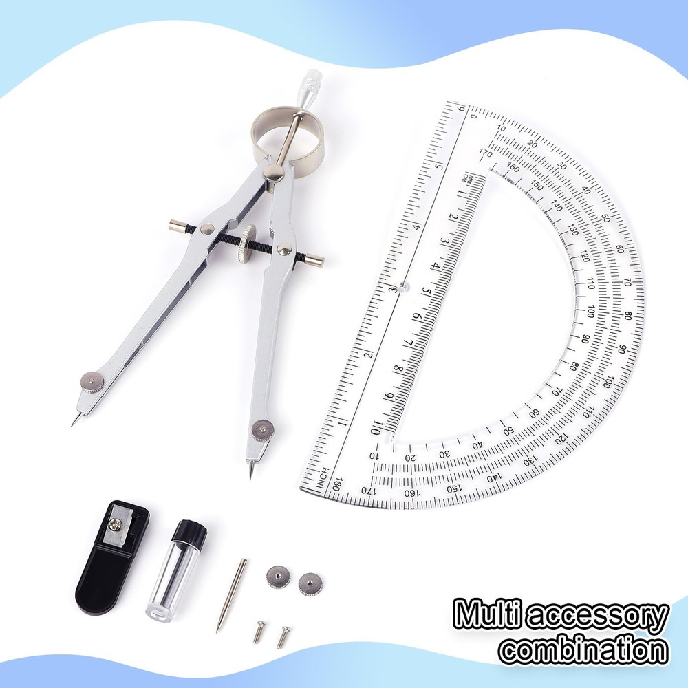 Unjoo Compass and Protractor Set, Professional Drawing Compass Tool, Metal Co...