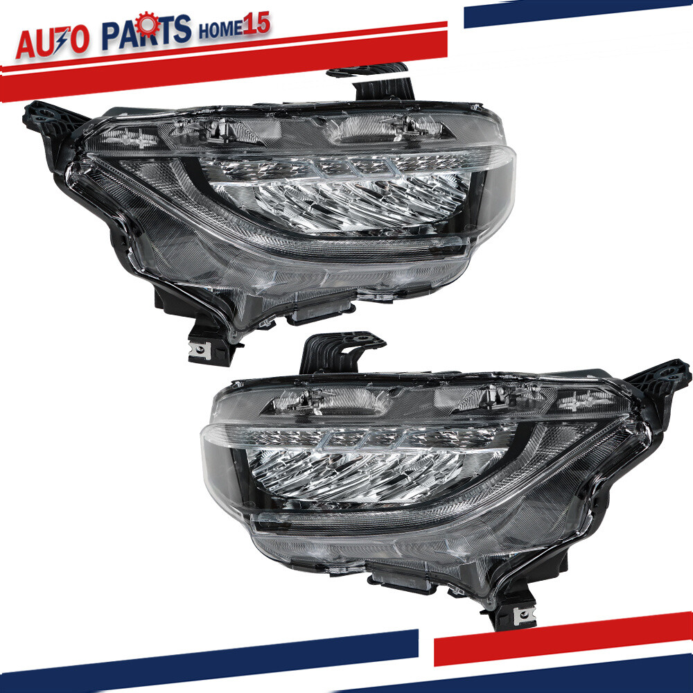 Pair For 2016-21 Honda Civic Left+Right Full LED Headlight Assembly Replacement
