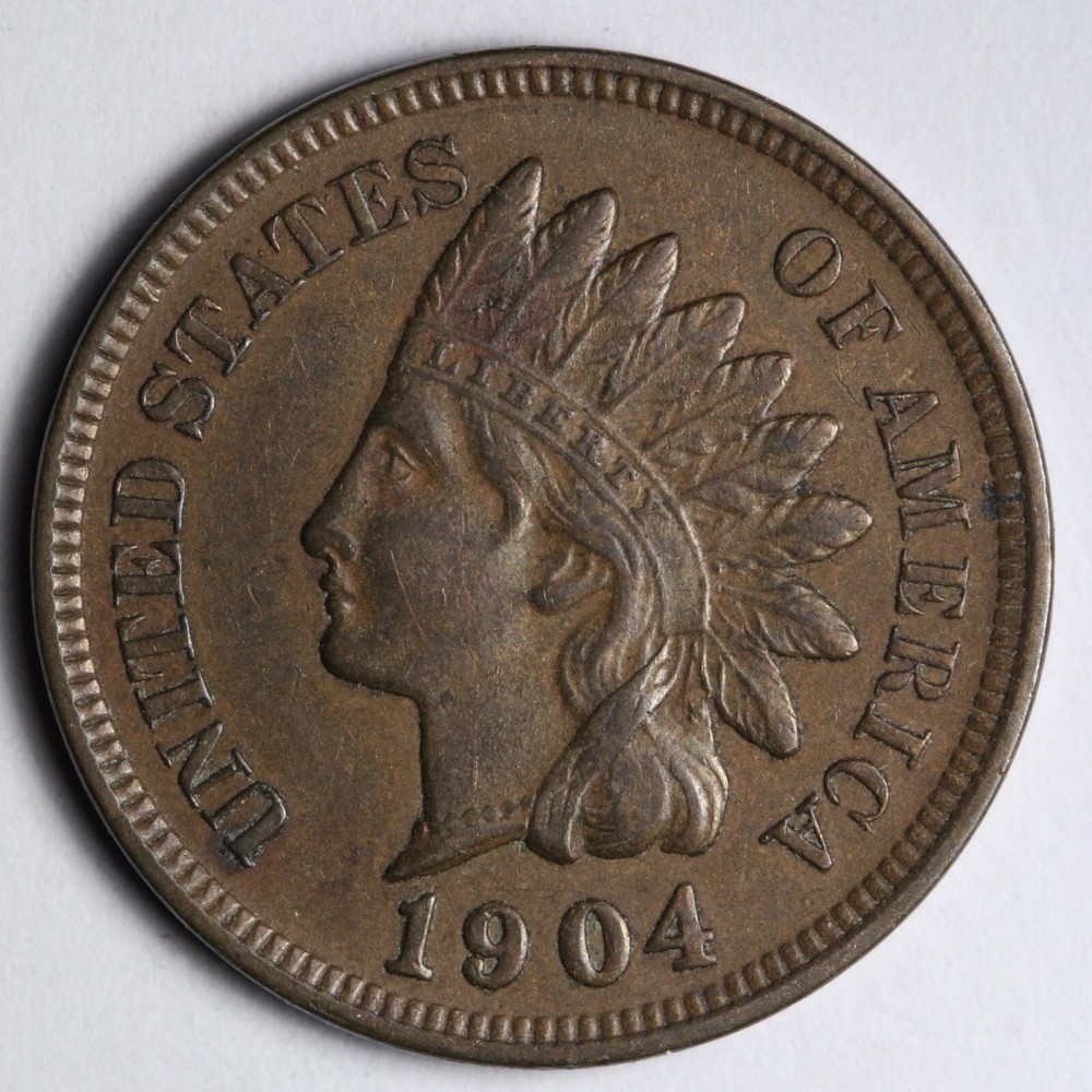 1904 Indian Head Cent Penny AU E243 RSH