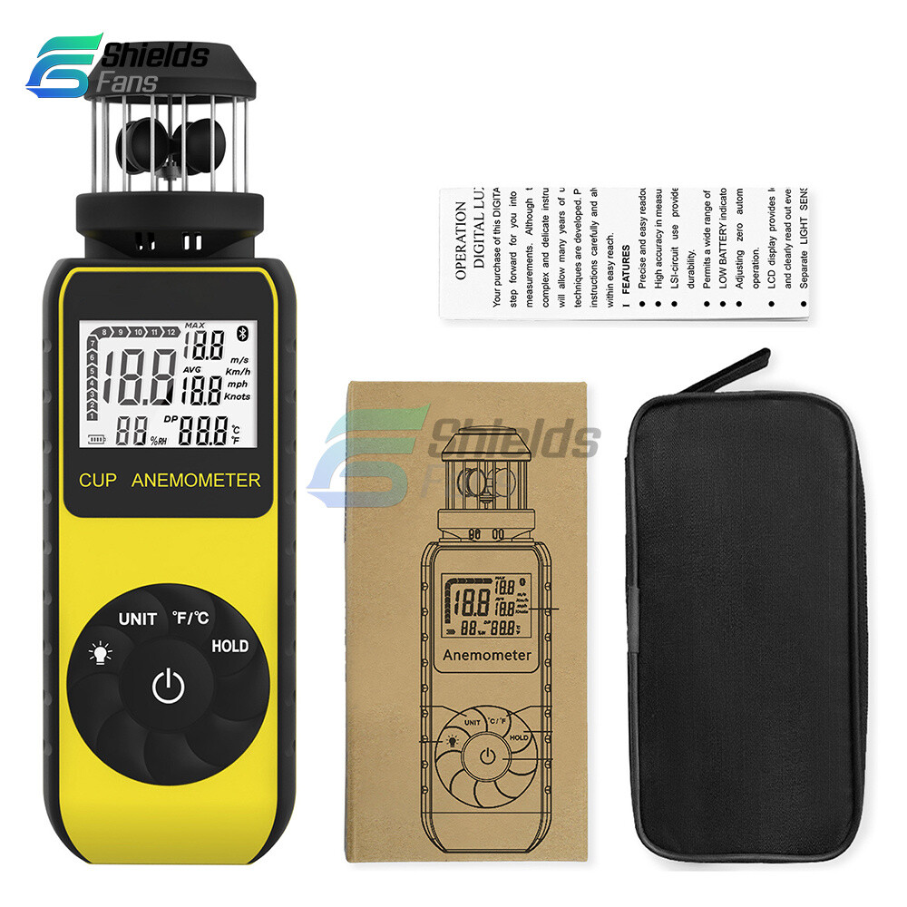 Digital Cup Anemometer Compass Measure Wind Temperature 360°Rotating w/Backlight
