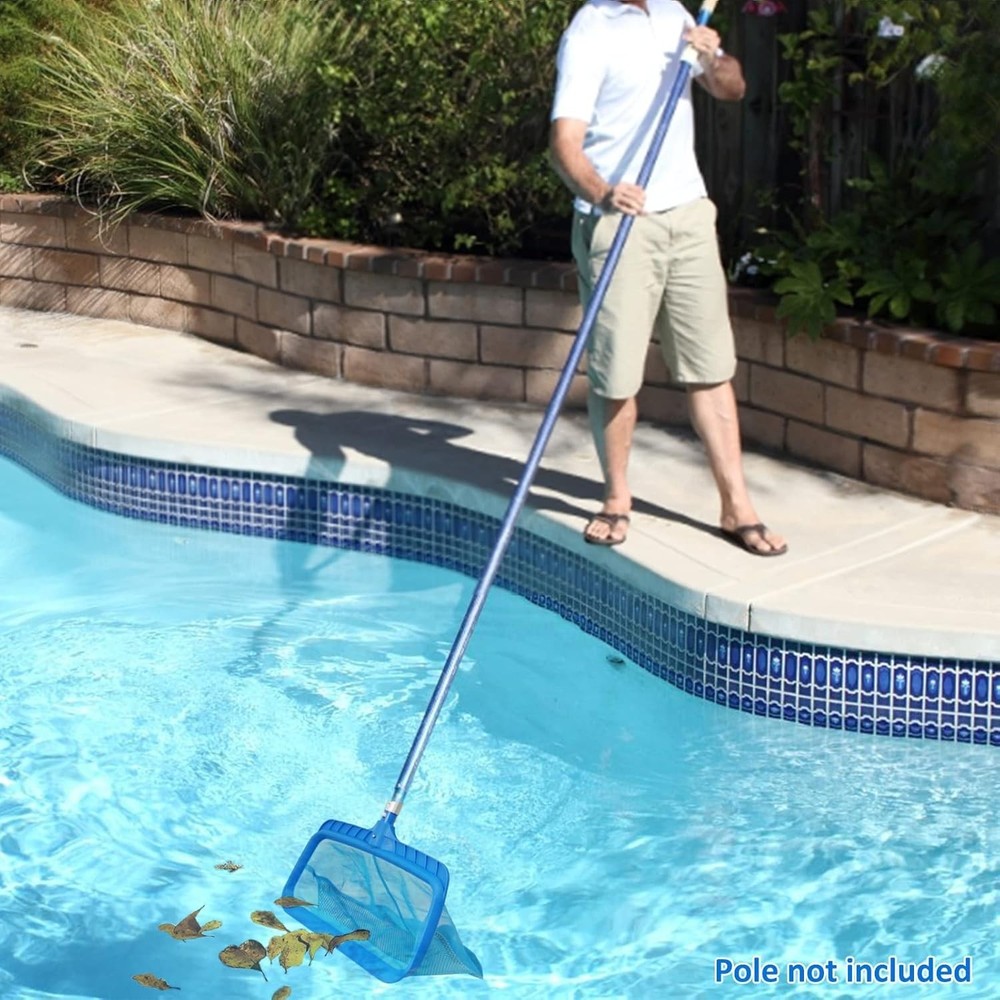 Pool Skimmer Net - Fine Mesh Leaf Rake with Deep Bag & Reinforced Frame - Pla...