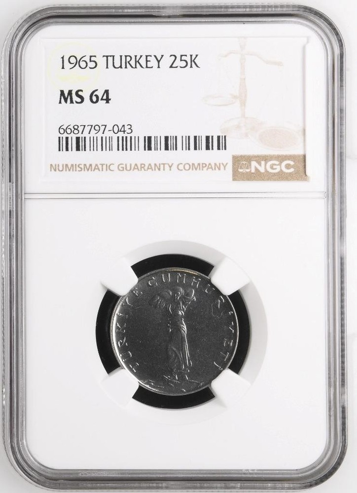 Turkey 25 Kurus 1965 NGC MS 64