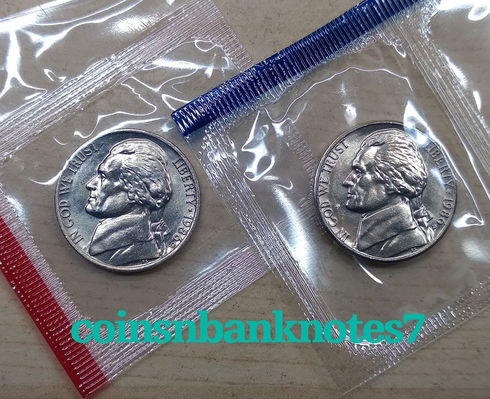 1986-D & P Jefferson Nickel BU Set