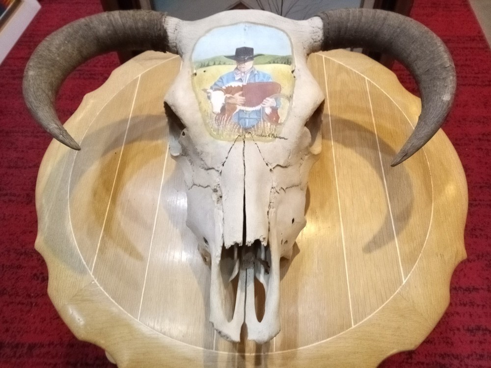 Charles E. Palmer Signed and Painted Bison Skull