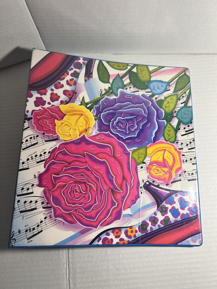 Lisa Frank Floral Music Notes 3 Ring Binder AS IS (READ)