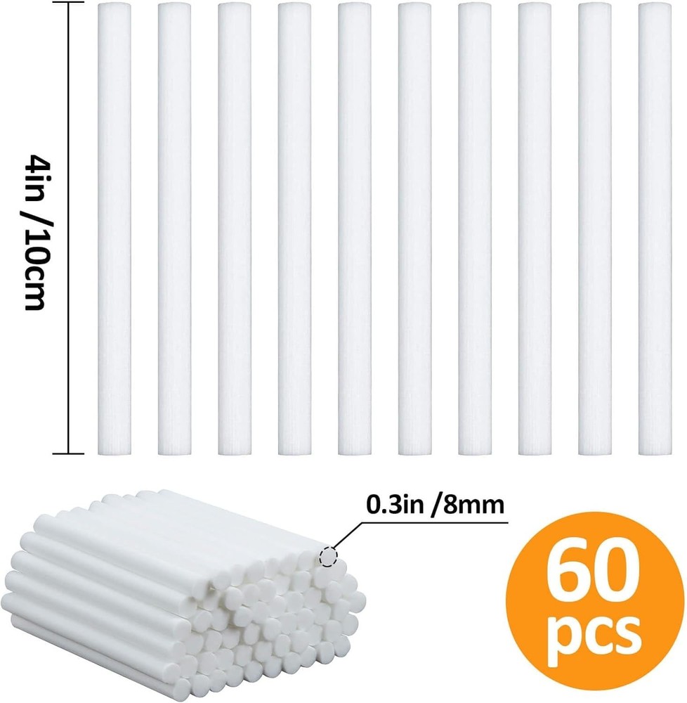 Humidifier Filter Sticks 60 Pack, Cotton Wick Refills for Portable Diffuser