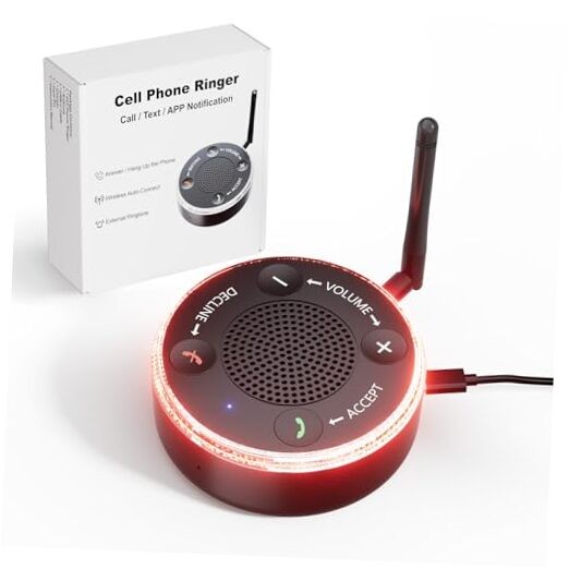 Cell Phone Ringer Amplifier & Flasher - 116dB Ultra Loud & Bright Red-Blue