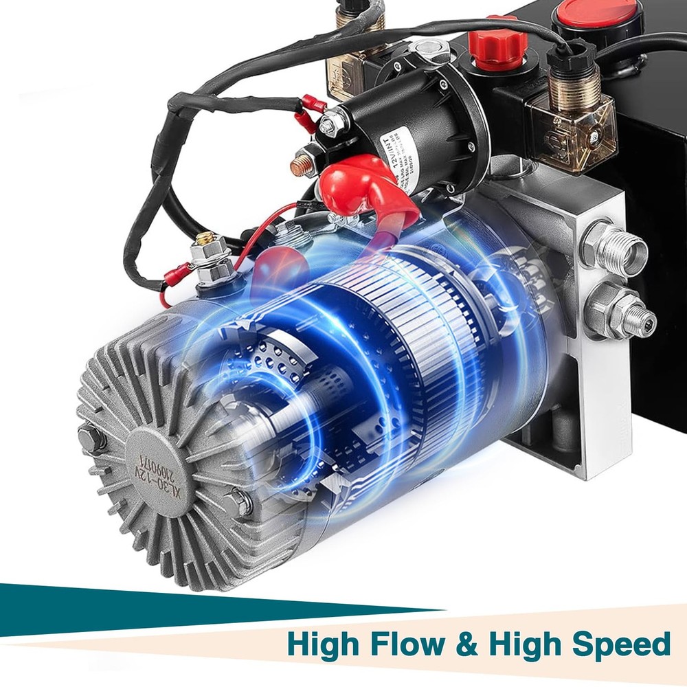 8 Quart Double Acting Hydraulic Pump Dump Trailer 12V DC Unit Pack Power Unit