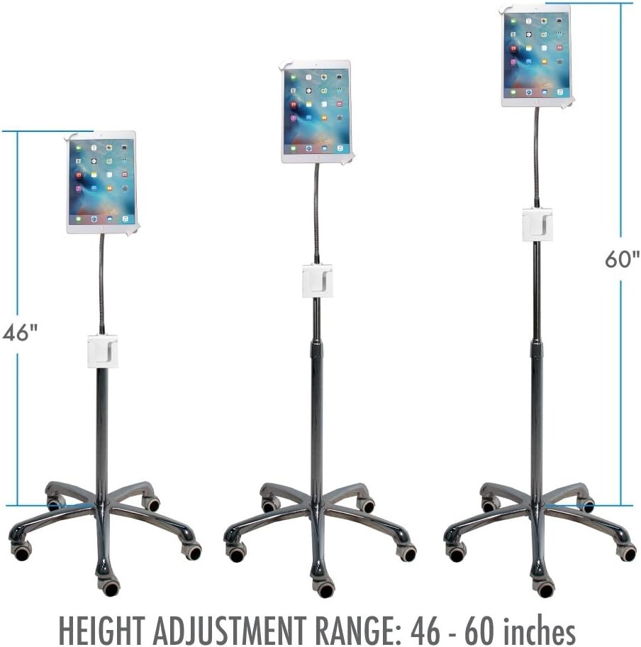 Gooseneck Floor Stand -Heavy-Duty, Secure and Ht Adjustable for iPad/Surface Pro