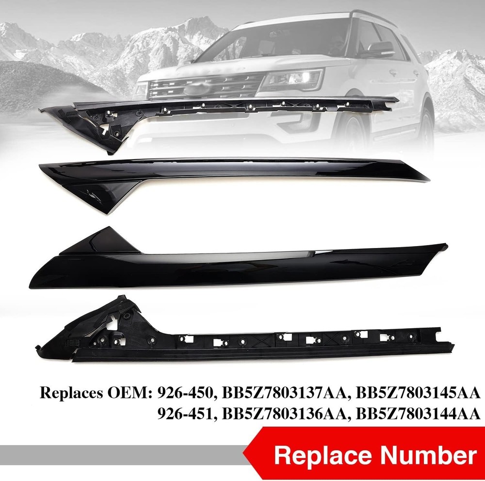 A Pillar Molding Trim, Left & Right, 4 Pack Outer & Inner, Ford Explorer 2019