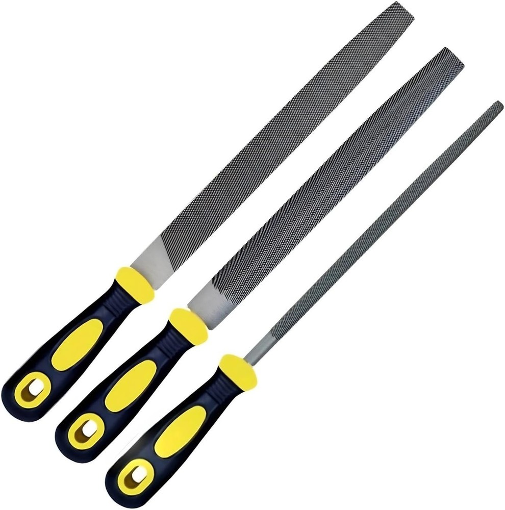 Complete 3PCS 8-Inch Metal File Set - Flat, Round & Half-Round Performance Tools