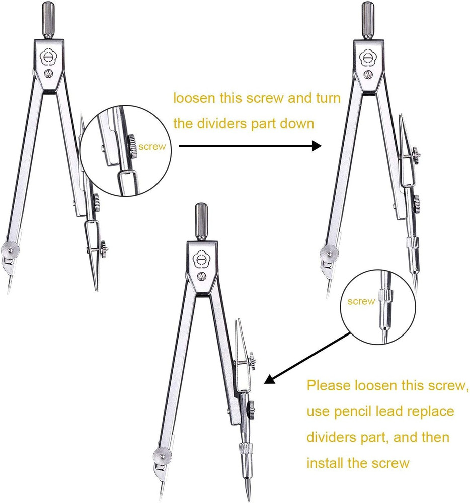 Drawing Compass and 6 Inch Protractor, Student Geometry Math Set