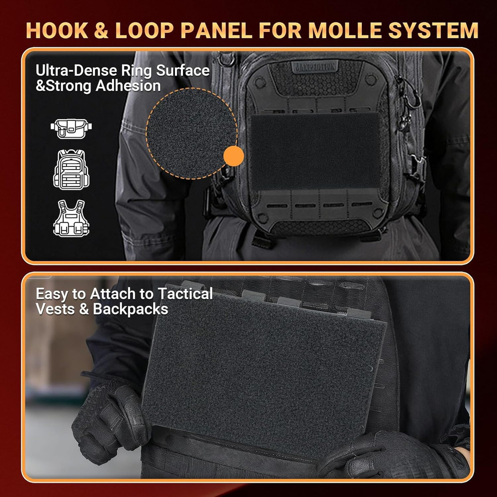 Molle Hook & Loop Panel, 10"X6" Molle Patch Panel for Tactical Vests & Backpacks