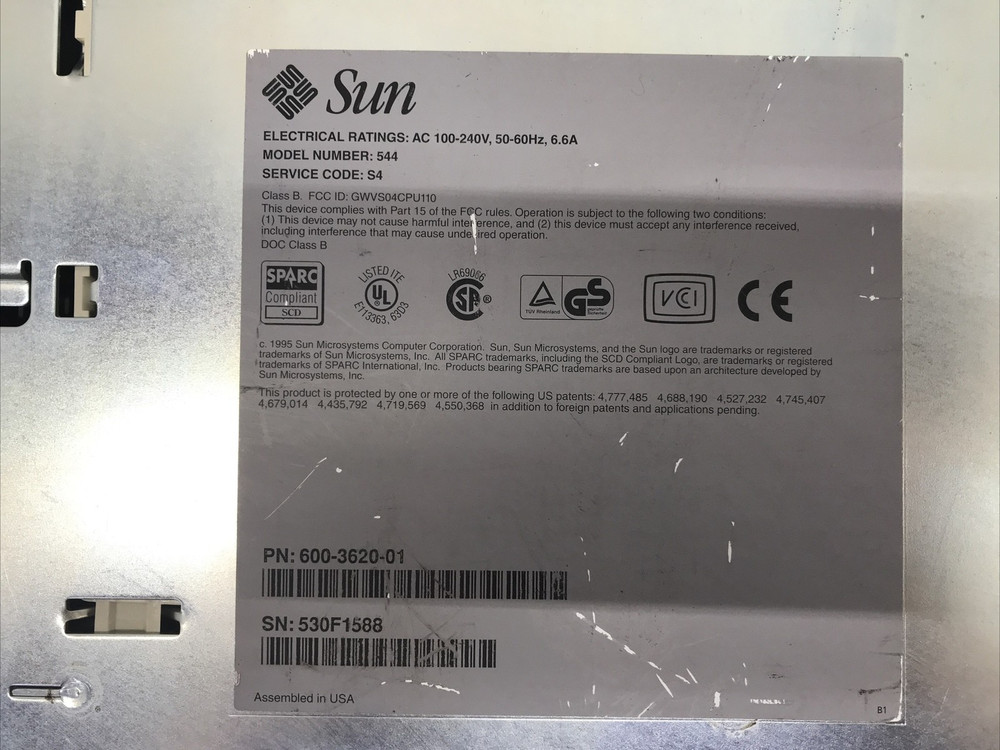 SUN Microsystems SPARCStation 4 544 microSPARC II POWERS ON AS IS