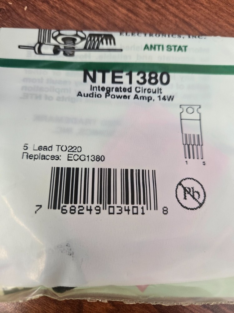 NTE1380 Integrated Circuit Audio Power Amp, 14W