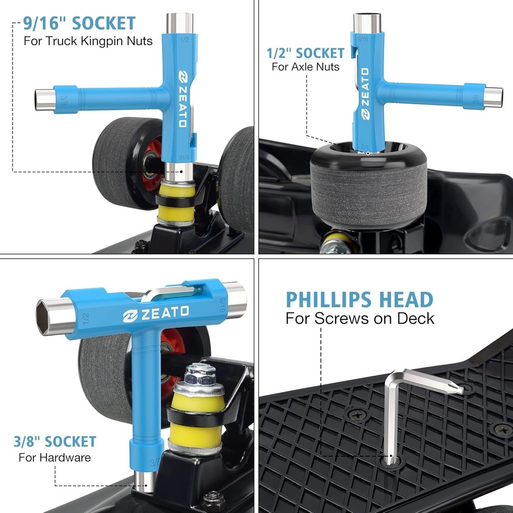 Durable Stainless Steel Skate Tool - Includes Pouch and Multi-Function Design