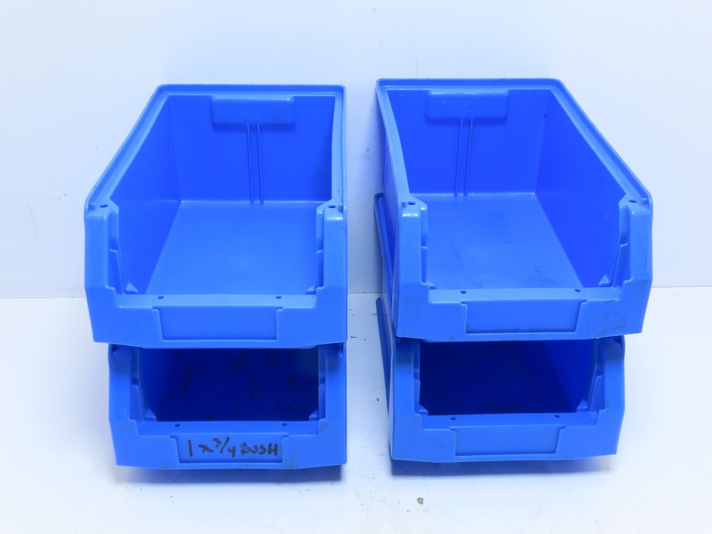 QTY 4 SSI SCHAEFER LF 322 GZW BLUE STACKABLE PLASTIC STORAGE CONTAINER BIN