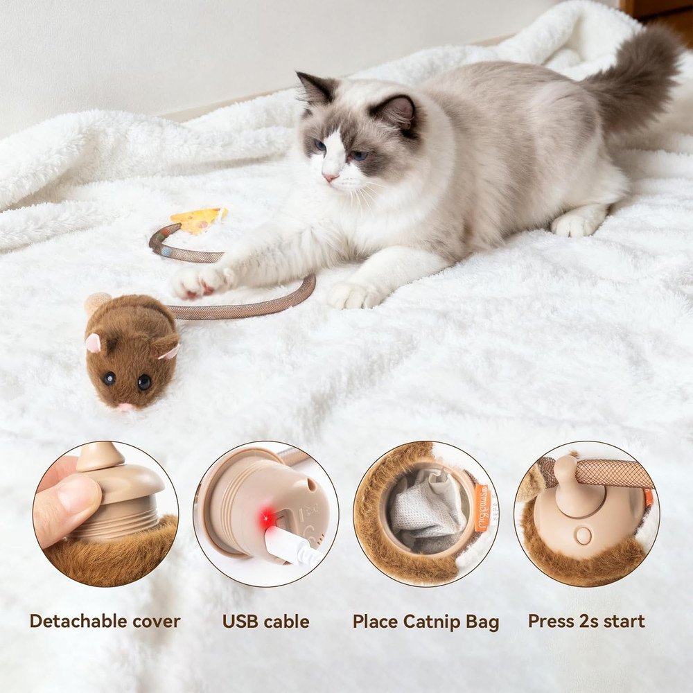 Interactive Migimouse Cat Toy 360° Rolling & Spin