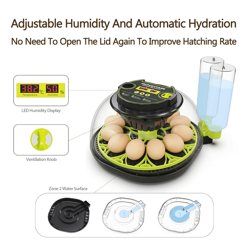 Incubators for Hatching Eggs 12 Egg Incubator with Automatic Egg Turning and Hum