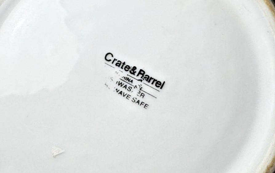 2 Crate & Barrel Heavy Duty Mixing Nesting Bowls White Blue Stripes Ceramic