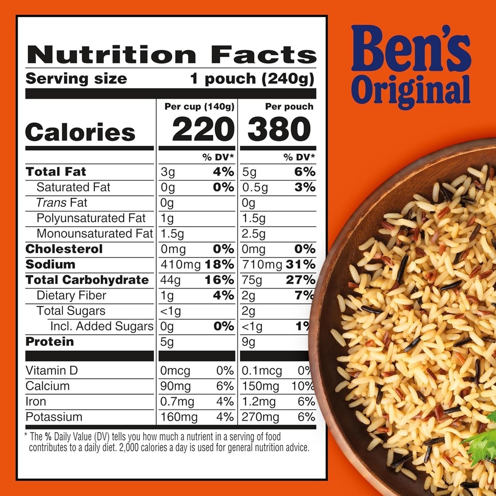 BEN'S ORIGINAL Ready Rice Whole Grain Medley Flavored Rice, Easy Dinner Side, 8.