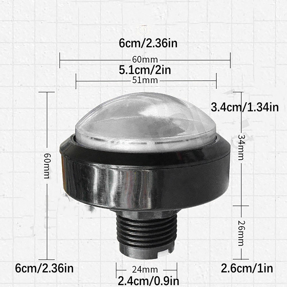 60mm White Arcade Round Push Button Illumilated 12V LED Light w/ Microswitch