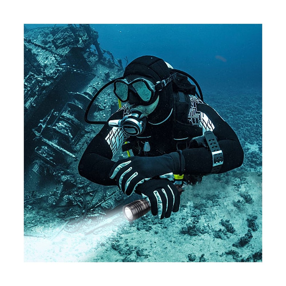 2 Pack Scuba Diving Flashlight with Rechargeable Power Dive Light Torch 5500 ...