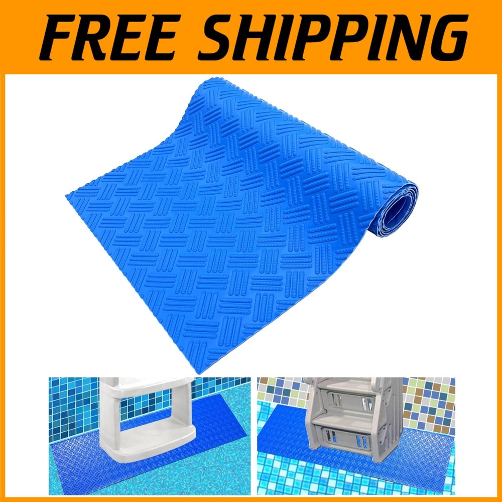 Blue Medium Pool Step Mat - Non-Slip Texture