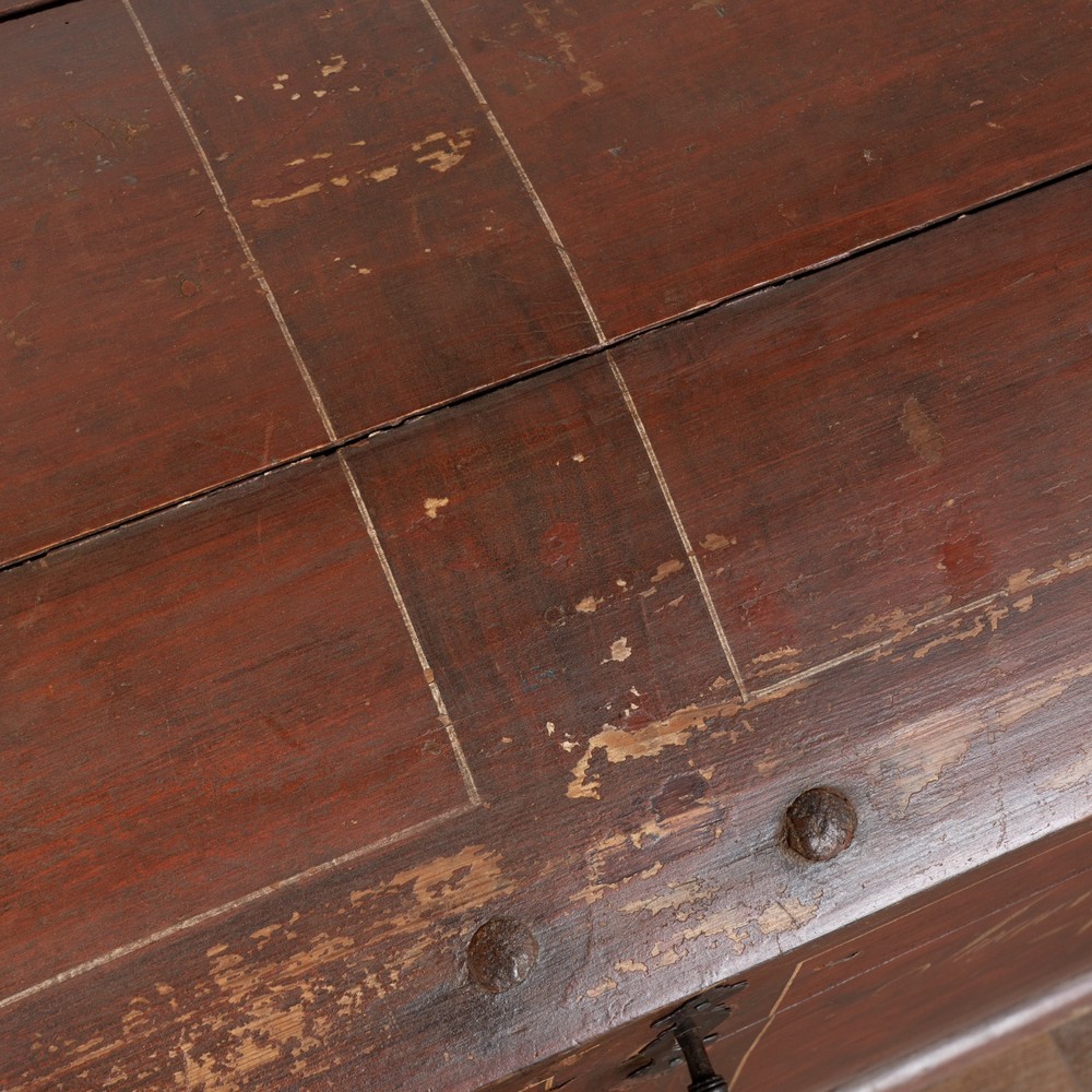 Danish Original Painted Dome Top Pine Trunk dated 1862