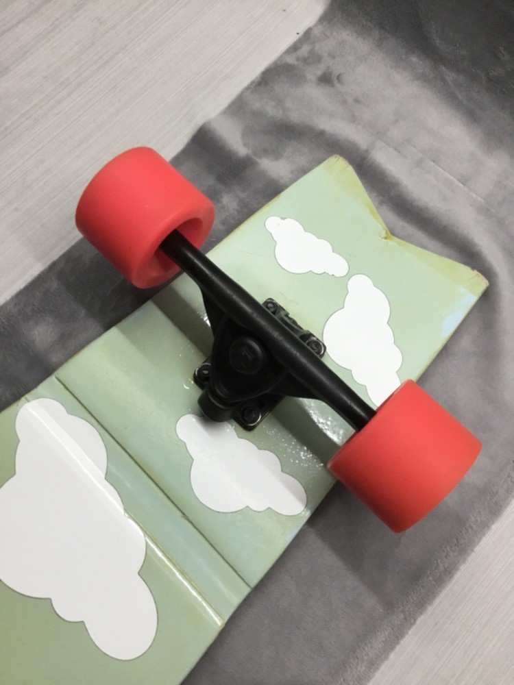 longboard or cruiser skatboard with custom cloud pattern
