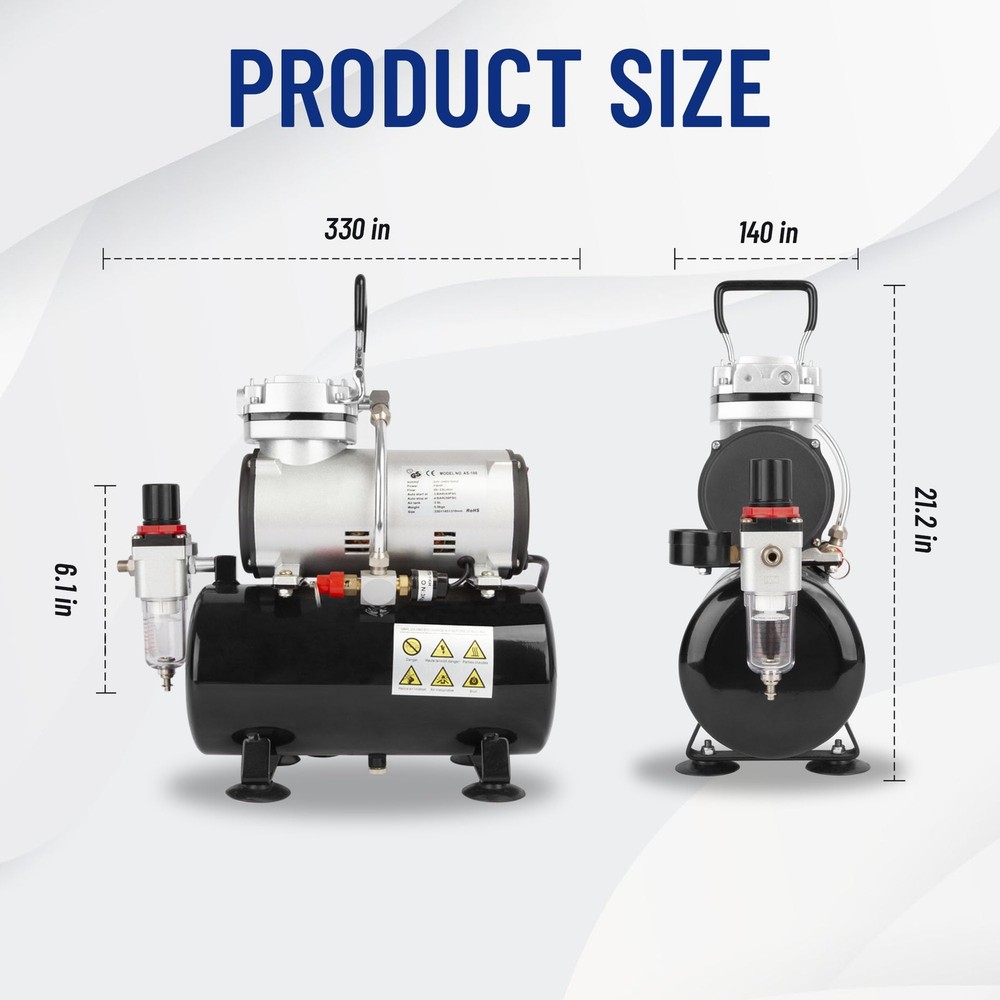 Airbrush Compressor, High-performance Single-Piston Oil-free Mini Compressor ...
