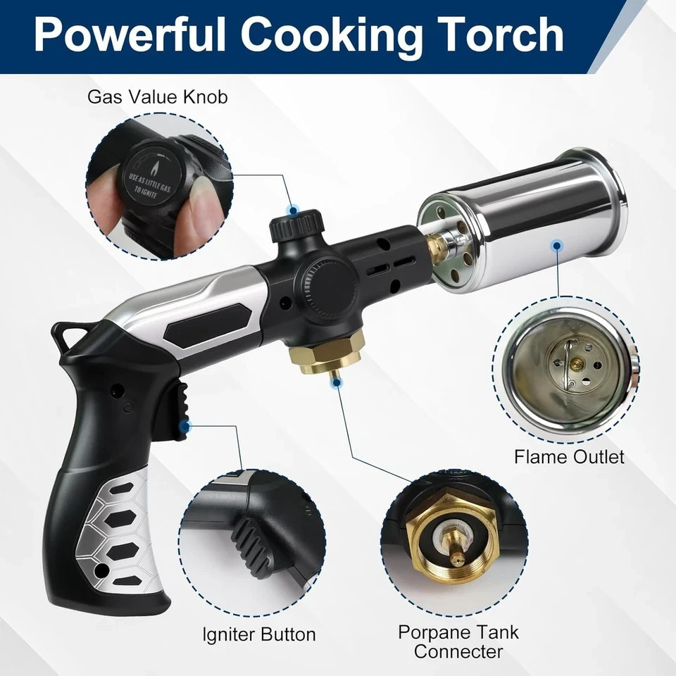 Professional Propane Torch with Powerful Adjustable Flame for Cooking...