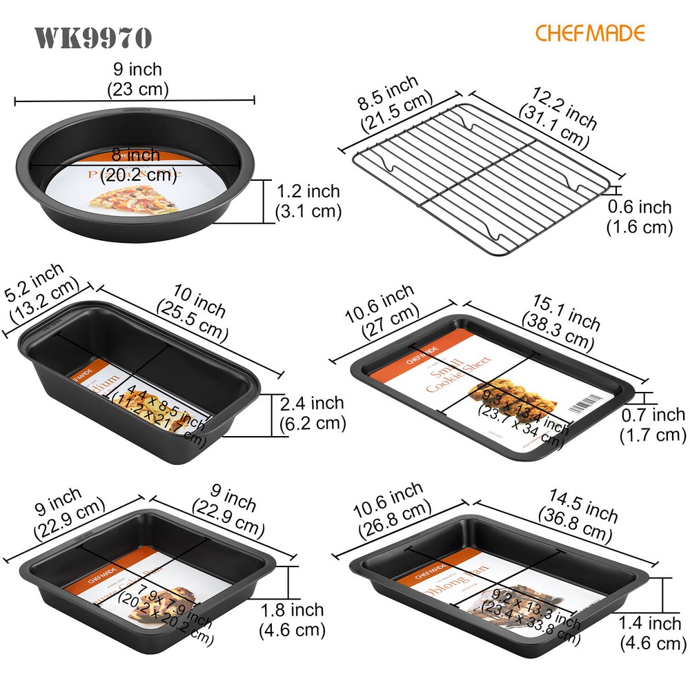 CHEFMADE Bakeware Set, Nonstick Kitchen Baking Set Carbon Steel Oven Bakeware