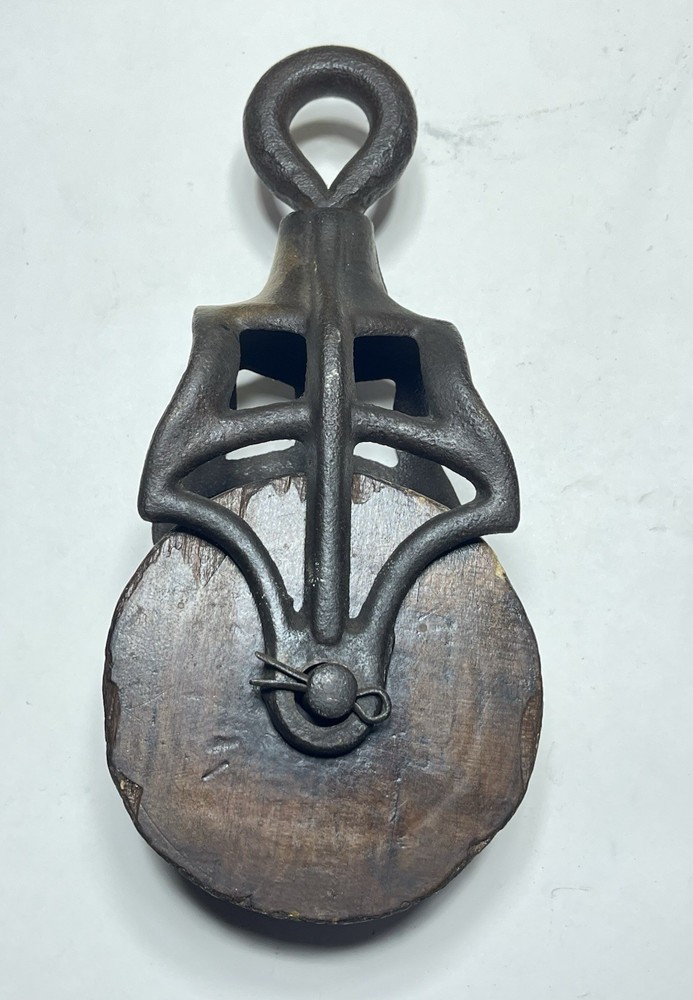 Vintage Decorative 4-1/2" Wooden Pulley Used