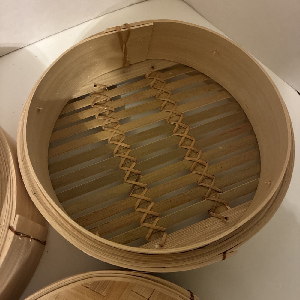 Bamboo Steamer Baskets | 3 Piece Set | 2 Baskets , 1 Lid