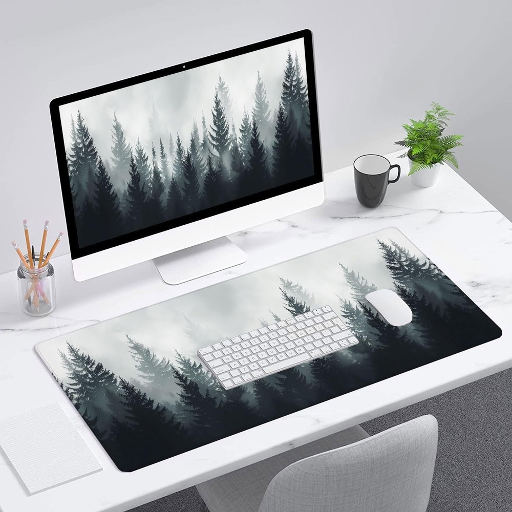 Misty Forest Gaming Mouse Pad Forest Tree XL Mouse Pad Large Mousepad Extende...