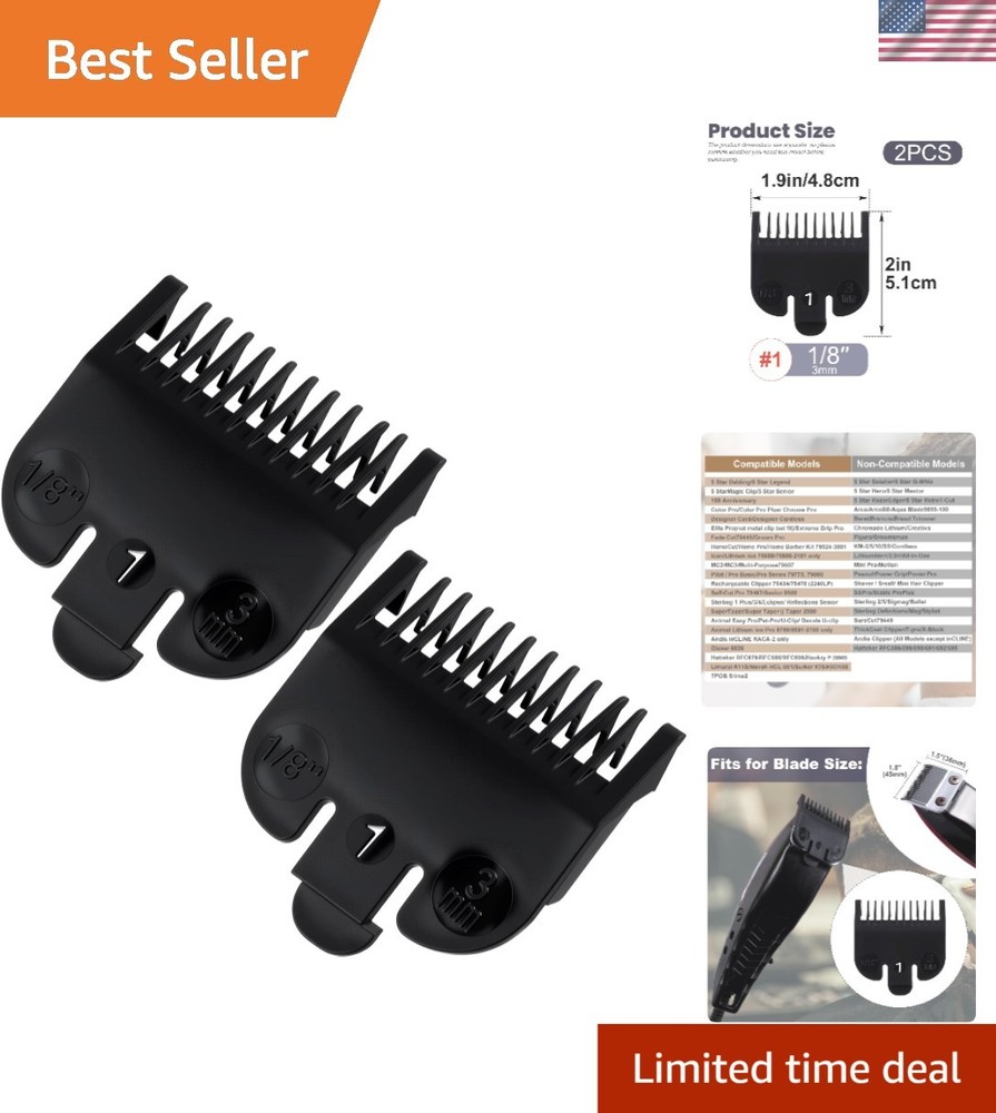 2 Pcs Black Guards for Clippers, Trimmer Guards Replacement, Clipper Guards S...